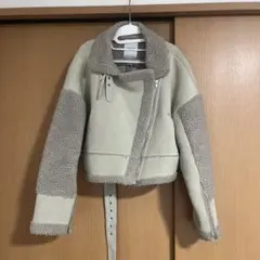 JEANASIS ボア切り替えジャケット ベルト付き ショート丈 アウター