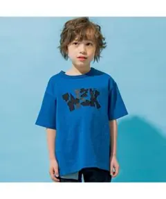 ワスク WASK ロゴパッチワークプリント天竺Tシャツ　160cm