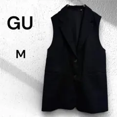【GU】オーバーサイズテーラードベスト　ジレ　ブラック　M