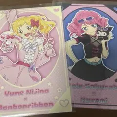 【アイカツ】アイカツスターズ✕サンリオ　ポストカード　虹野ゆめ&桜庭ローラ　2枚