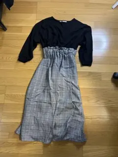 RAY CASSIN 黒・チェック ロングワンピース