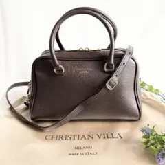 【極美品】クリスチャンヴィラ　ボストンバッグ　ショルダーバッグ　本革　ブラウンのサムネイル