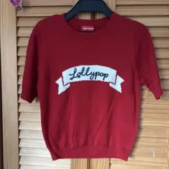Lollypop 刺繍 半袖ニット レッドのサムネイル