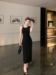美品】オフショルダー ブラック ワンピース M ロングワンピース 黒