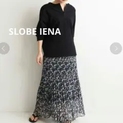 SLOBE IENA スローブイエナ☆ フラワープリーツ スカート シアー 紺