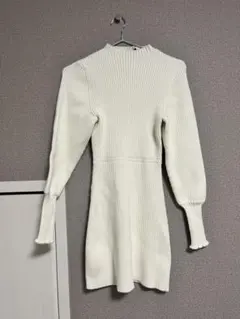 ZARA ホワイト リブニットワンピース