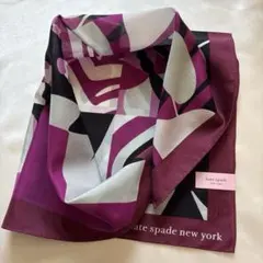 【新品】kate spadeケイトスペード シルク混大判ハンカチ ミニスカーフ