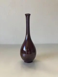 越山　銅製鶴首花瓶　一輪ざし