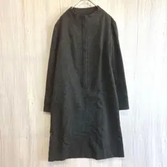 【美品】エムプルミエ アルパカ混 ジップアップ ワンピース チャコールグレー Mのサムネイル