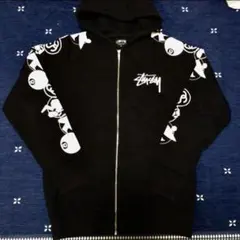 stussy ステューシー ジップアップフードパーカー 袖プリント