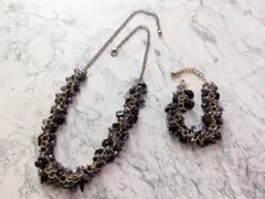 ネックレス ブレスレット ２点セット アクセサリー ストーン レディース ビーズ