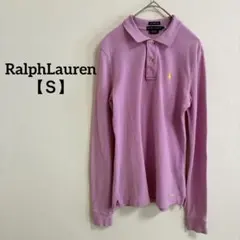 ラルフローレン スキニーポロシャツ 長袖 ピンク S 100%コットン