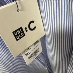 UNIQLO コットン シャツ 長袖 ストライプ ライトブルー