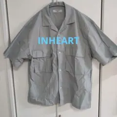 INHERIT グレーっぽいライトグリーン 半袖シャツ