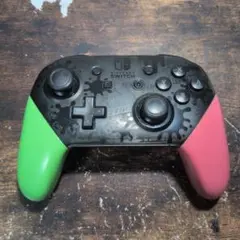 ニンテンドースイッチ 純正コントローラー スプラトゥーン風 プロコン 動作良品