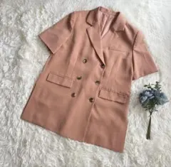 美品　ミラオーウェン　W釦ハーフスリーブロングテーラードジャケット　1サイズ