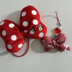 ミニーリボンヘアゴム・ストラップ　2点　セット