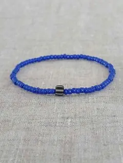 ネイビーブルー ガラスビーズ & ジャワ ガラスビーズ　ブレスレット