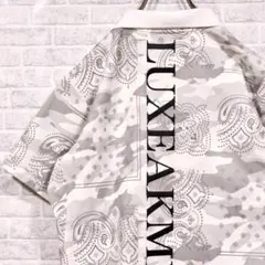 LUXEAKMPLUS バックロゴ 総柄 ポロシャツ リュクス ゴルフ S