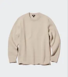 ユニクロ　ウォッシャブルストレッチミラノリブクルーネックセーター　S　ベージュ