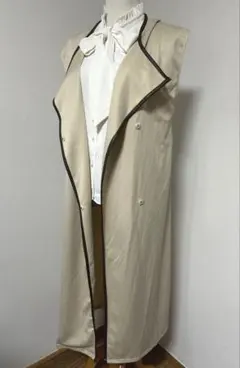 未使用★しまむら　パイピング ロングジレ　ベージュ