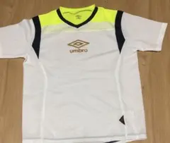 VネックスポーツTシャツ umbro サイズM ホワイト/ネオンイエロー