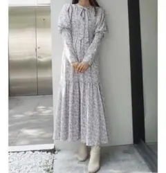 MERCURYDUO フラワープリント パフスリーブ ワンピース S