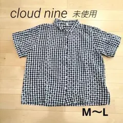 cloud nine チェック柄 花柄刺繍 半袖シャツ M~L