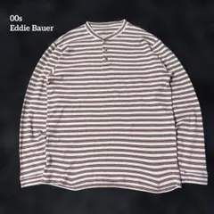 J*m様 00s Eddie Bauer ヘンリーネック ロングTシャツ ボーダ