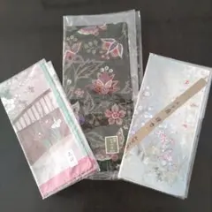 【ハンカチ3枚セット】大判わさび染　友禅2枚