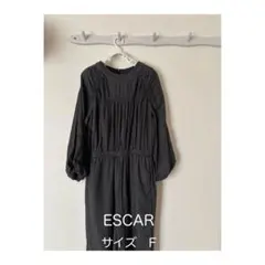【未使用品】ESCAR シャーリングデニム風オールインワン ブラック 未使用