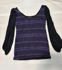 値引き　CECL McBEE 紫と黒のストライプ長袖トップス
