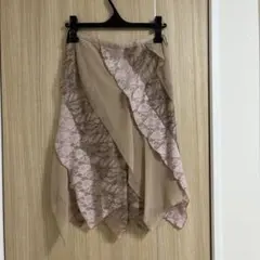 アシンメトリーフレアスカート ベージュピンク