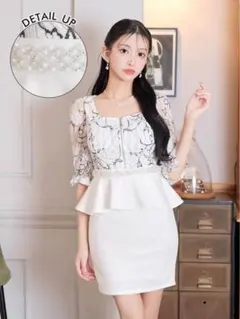 DAZZY フラワー刺繍ペプラムドレス Mサイズ