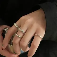 レディース リング シンプル カジュアル silver925 韓国 4点セット