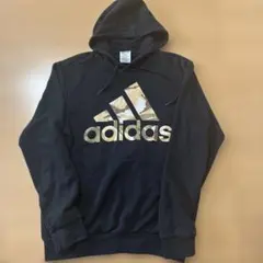 adidas カモフラロゴ プルオーバーパーカー ブラック J/L