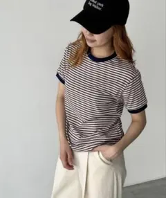 El mar ストライプ 半袖Tシャツ　キャナルジーン ボーダーのサムネイル