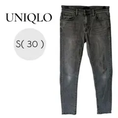 ユニクロ デニムパンツ ( 30インチ ) メンズジーンズ 細身 スリーム 黒