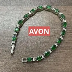 遺品整理 生前整理アクセサリー AVON グリーン色石 ブレスレット 