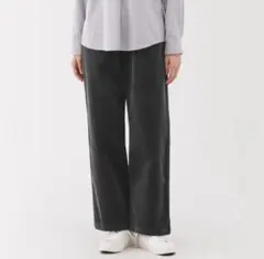 無印　ストレッチコーディロイ　イージーストレートパンツ　ダークグレーXL