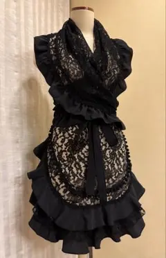 フラメンコ衣装　シージョ　黒ダマスクジャガード　黒フリル シージョ 水玉カットジャガードシフォン黒フレコ 黒ポンポン