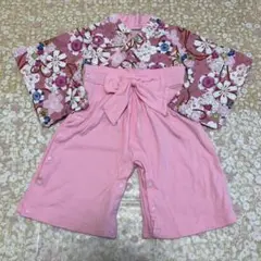 花柄　お食い初め　ベビー袴 ロンパース 80サイズ ピンク
