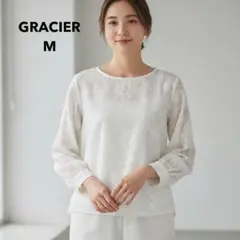 訳あり GLACIER グラシア 花柄 シアー ブラウス M 白 プルオーバーのサムネイル