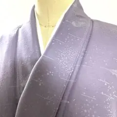 5k2588 着物　正絹　袷　小紋　紫　銀色　柄物　和装