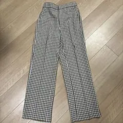 ギンガムチェック柄 スラックス ライトブラウン