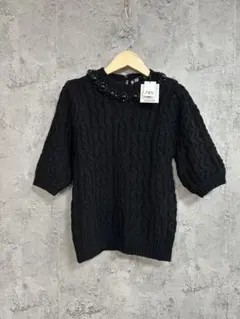 ☆タグ付き未使用品☆ ZARA ザラ 半袖ニット M ブラック