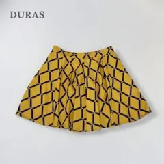 DURAS フレアスカート　ミニスカート　イエロー　ブルー　ダイヤ柄　派手のサムネイル