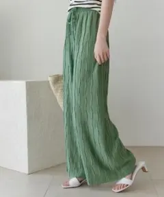 coca ウェーブプリーツパンツ グリーン