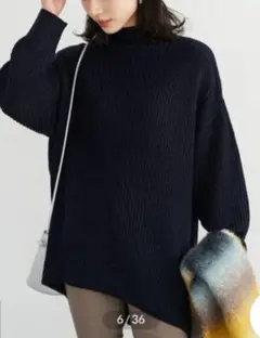 【新品タグ付き】厚み畦ニットチュニック　ダークネイビー