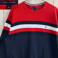 の*ん様 tommy 古着　長袖　薄手　ニット　セーター　刺繍　ロゴ　アメカジ